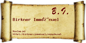 Birkner Immánuel névjegykártya
